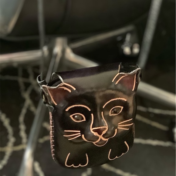 Black Cat Leather Crossbody Bag - Picture 6 of 15